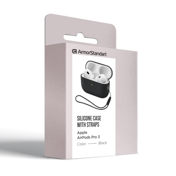 Фото - Чехол для наушников Armorstandart Silicone Case with straps for Apple AirPods Pro 3 Black (ARM91276)